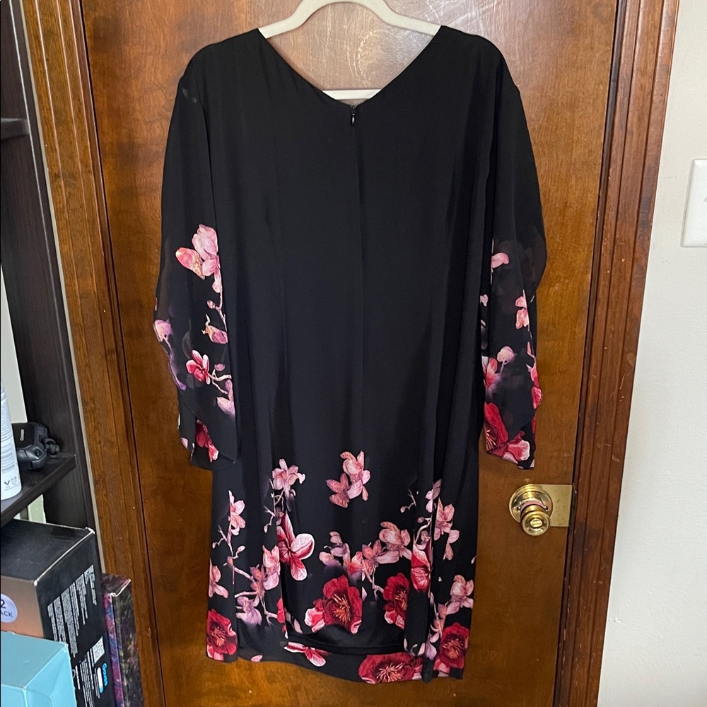 Grace Karin Black Chiffon Dress with Pink Floral Trim Womens Plus Size 3XL NWT - Picture 5 of 5